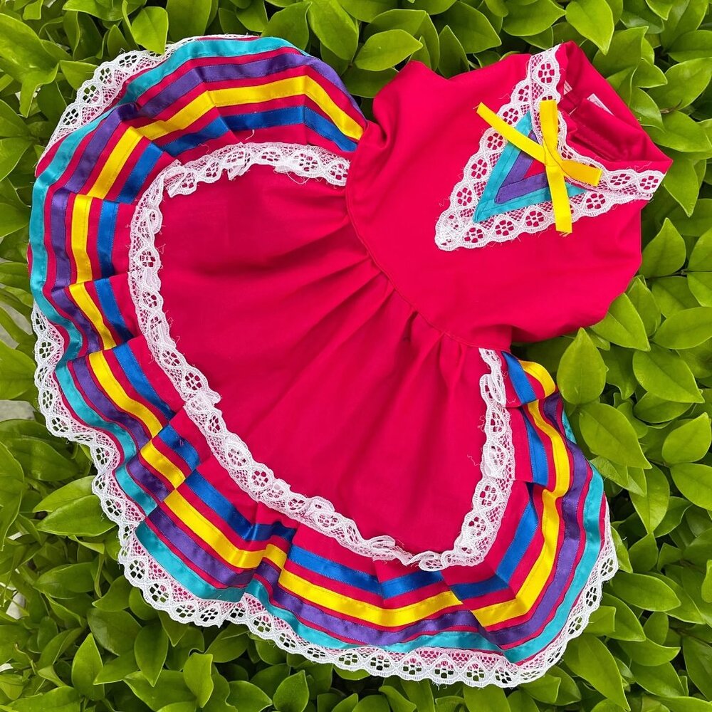 Red Tapatio Dress for Pets, Cats, Small Dogs, Mexican, Folkrorico, Cinco de Mayo
